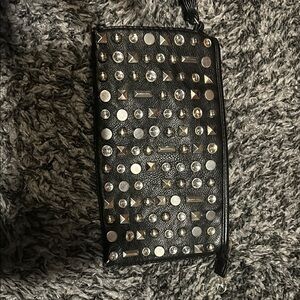 Studded Black Wristlet Clutch